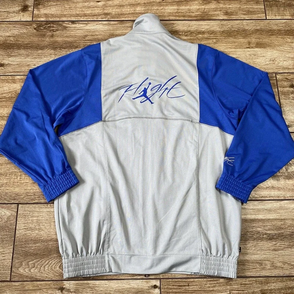 Air Jordan Flight Jacket Gray Blue Large Jumpman Track Jacket - Picture 5 of 10